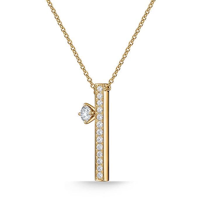 Hearts on Fire Necklaces and Pendants Hearts on Fire Barre 18K Yellow Gold Floating Single Diamond Pave Pendant Necklace