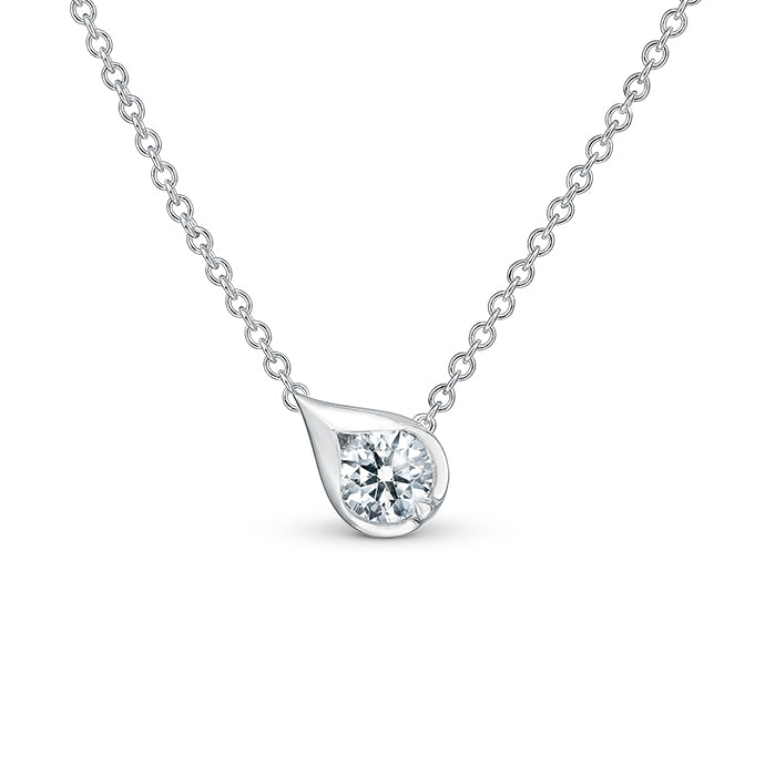 Hearts on Fire Necklaces and Pendants Hearts On Fire LU 18K White Gold Diamond Droplet Necklace - .33cts