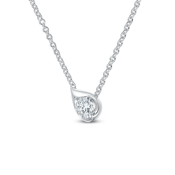 Hearts on Fire Necklaces and Pendants Hearts On Fire LU 18K White Gold Diamond Droplet Necklace - .33cts