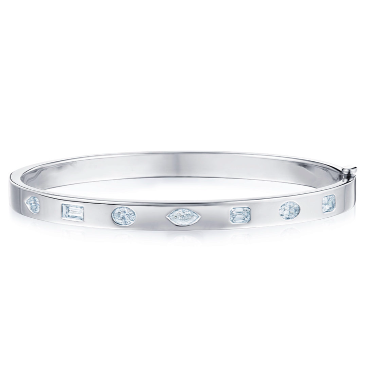 Kwiat Bracelet Kwiat 18K White Gold Fancy Shape Diamond Slim Bangle Bracelet