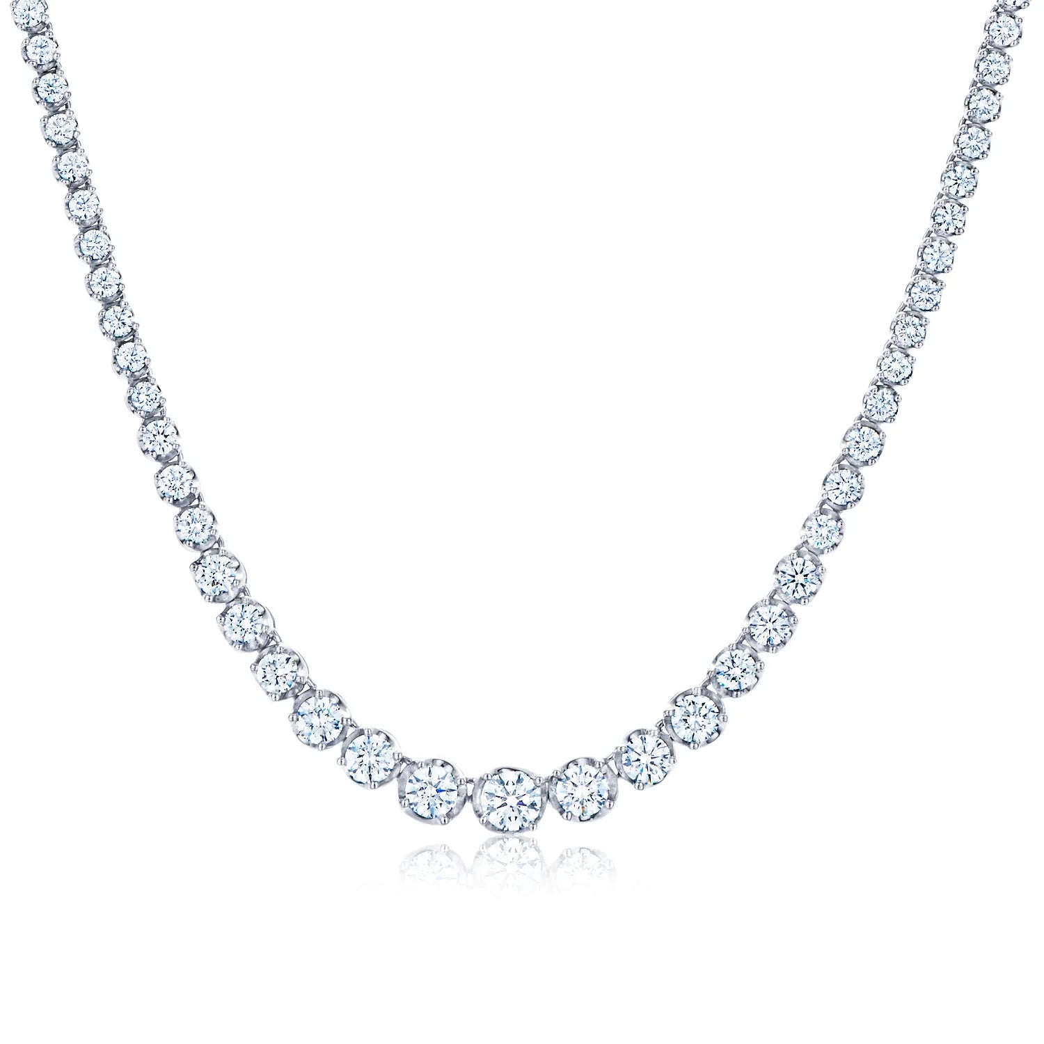 Kwiat Necklaces and Pendants Kwiat Reserve 18k White Gold Graduated Diamond Riviera Necklace – 9.63ctw