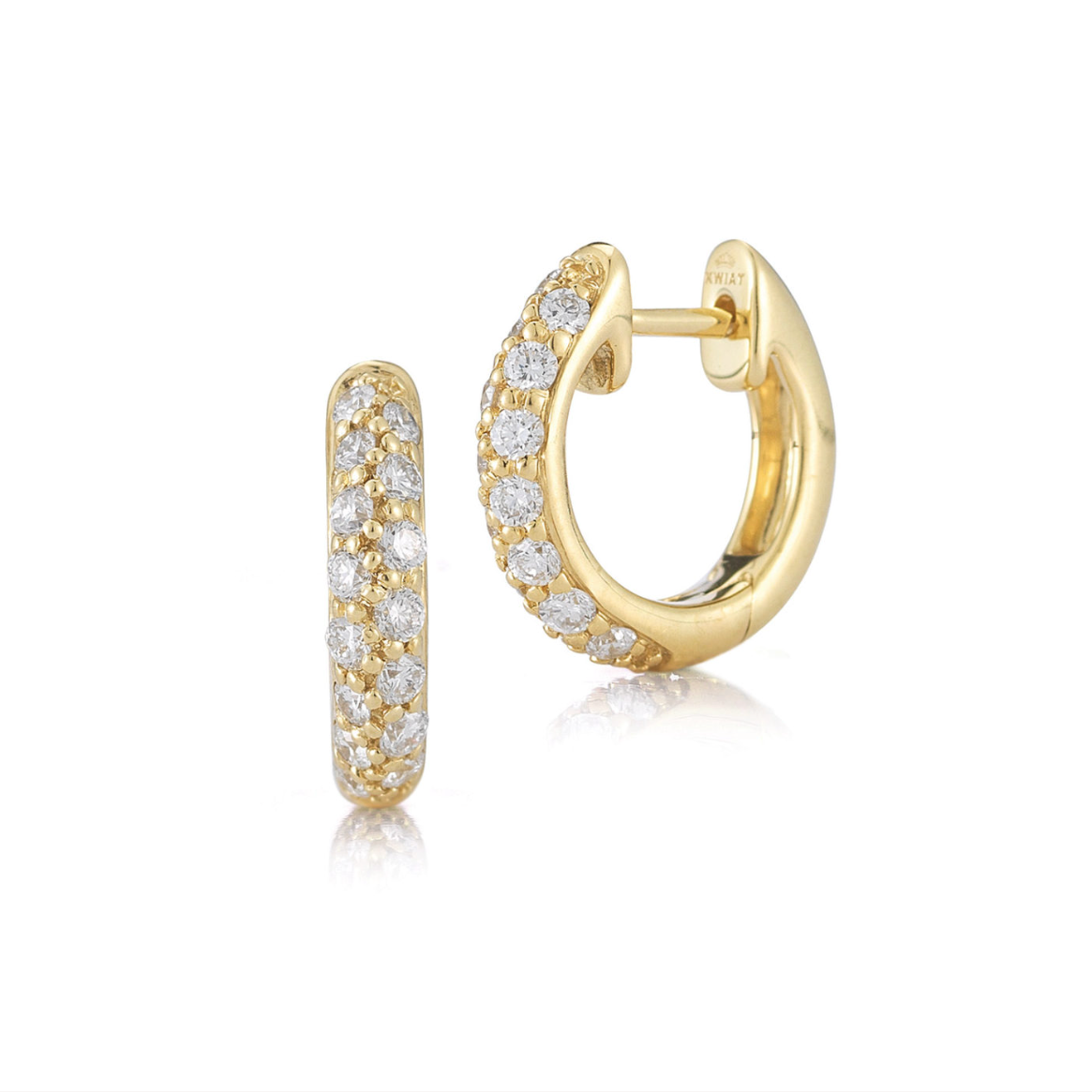 Kwiat Earrings Kwiat Reserve Moonlight Petite Hoop Earrings with Pavé Diamonds in 18k Yellow Gold