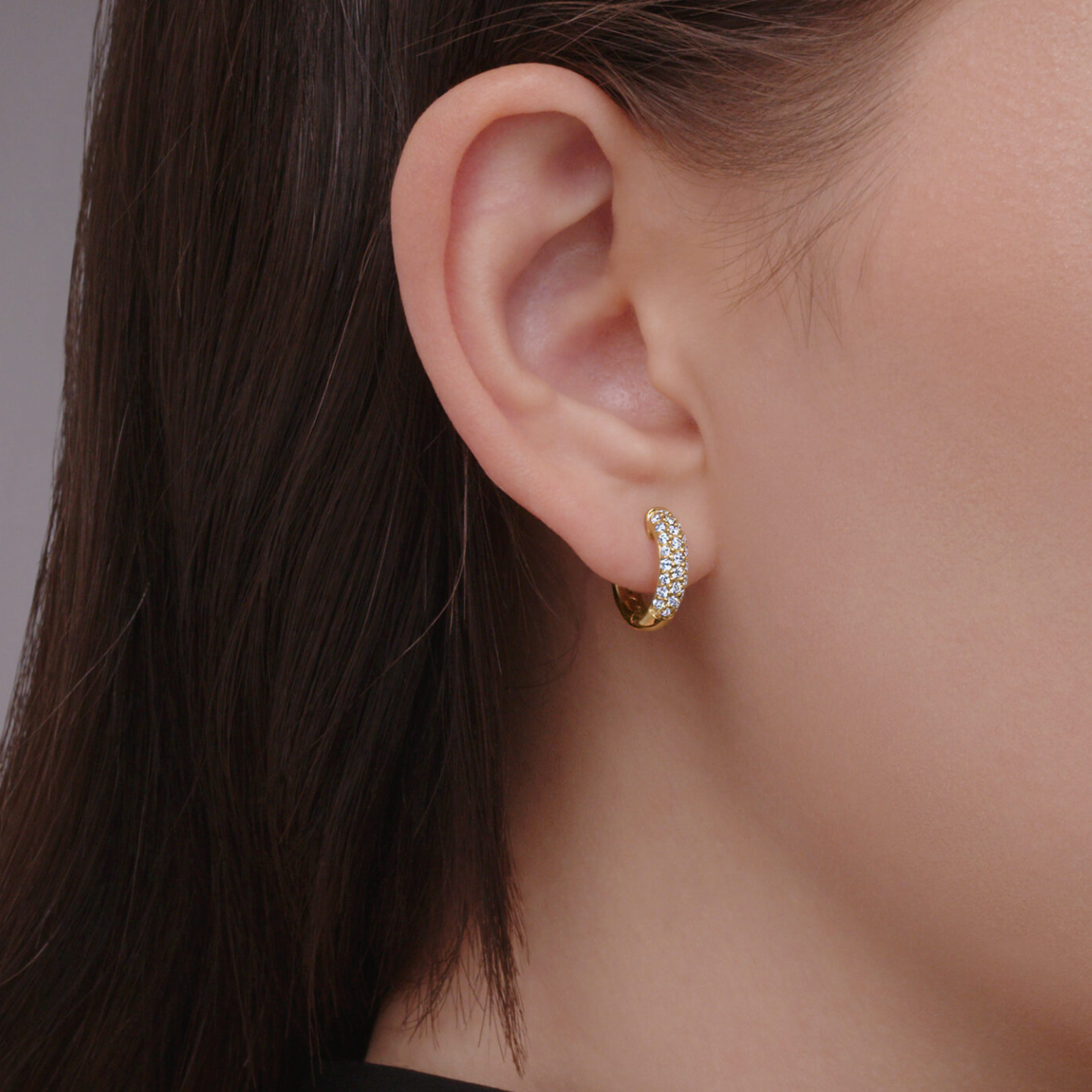 Kwiat Earrings Kwiat Reserve Moonlight Petite Hoop Earrings with Pavé Diamonds in 18k Yellow Gold