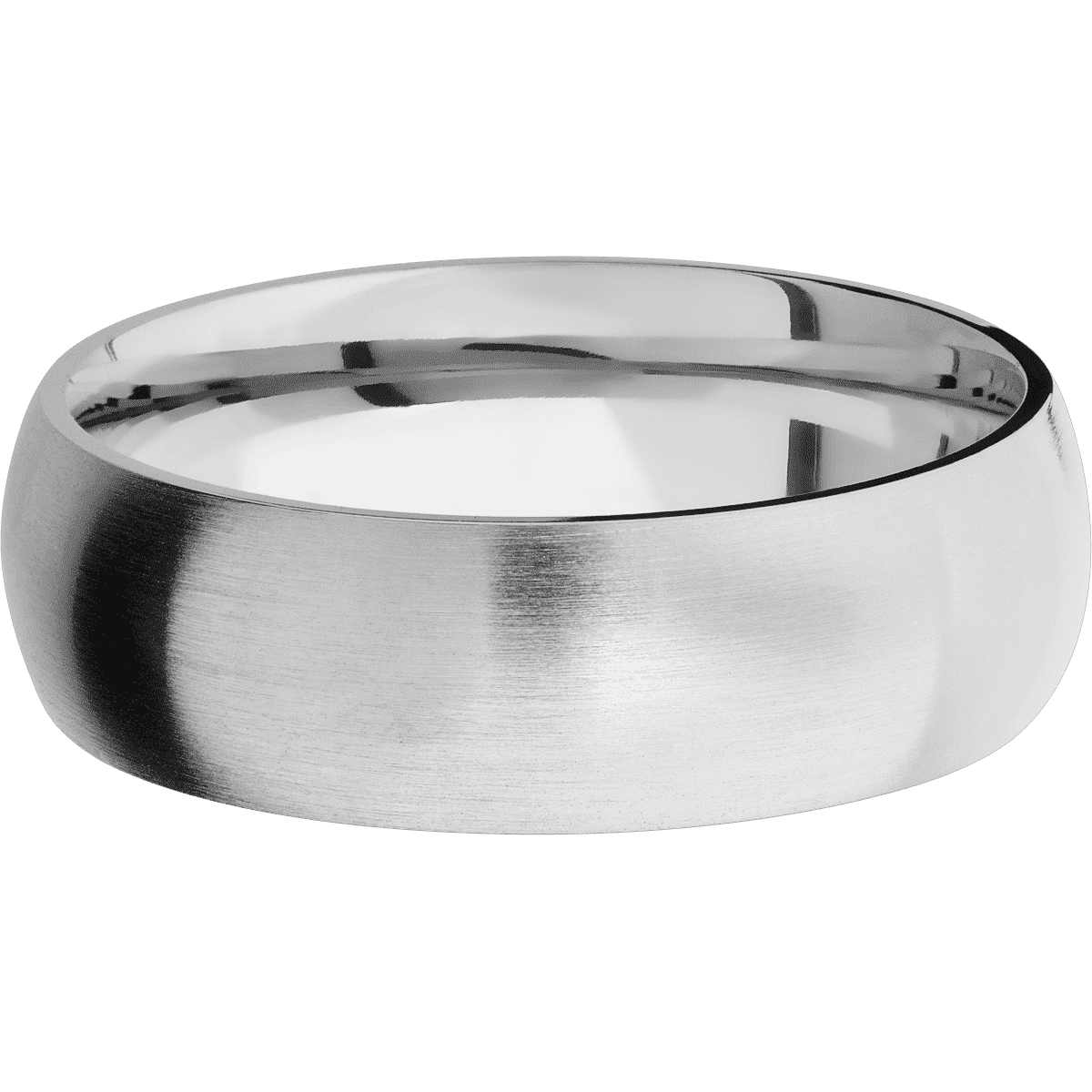 Lashbrook Custom 14K White Gold + Satin Finish 7 mm wide Domed 14K White Gold band.