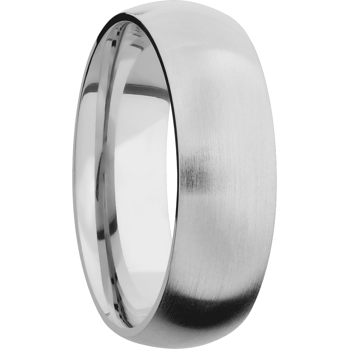 Lashbrook Custom 14K White Gold + Satin Finish 7 mm wide Domed 14K White Gold band.