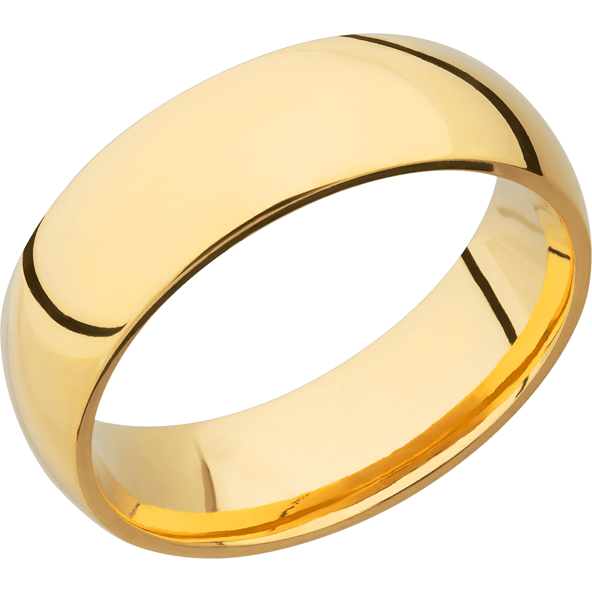 Lashbrook Custom 14K Yellow Gold + Polish Finish 7 mm wide Domed 14K Yellow Gold band.