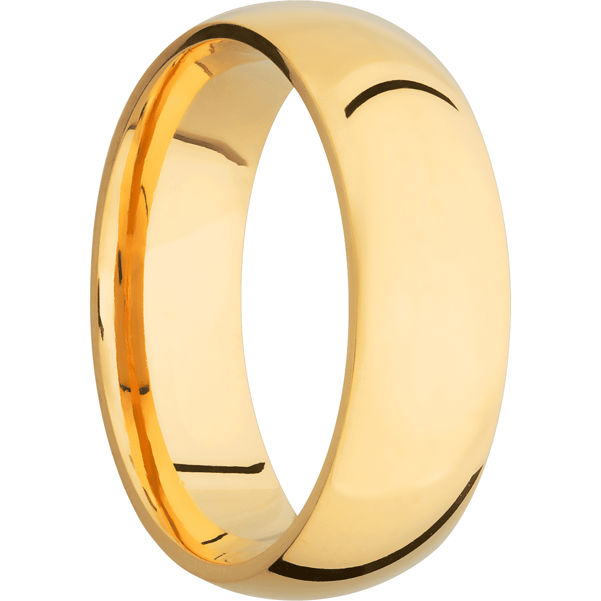 Lashbrook Custom 14K Yellow Gold + Polish Finish 7 mm wide Domed 14K Yellow Gold band.