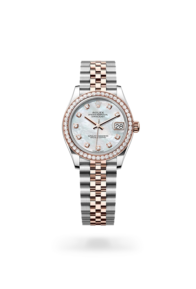 Rolex Datejust 31 in Oyster, 31 mm, Oystersteel, Everose gold and diamonds