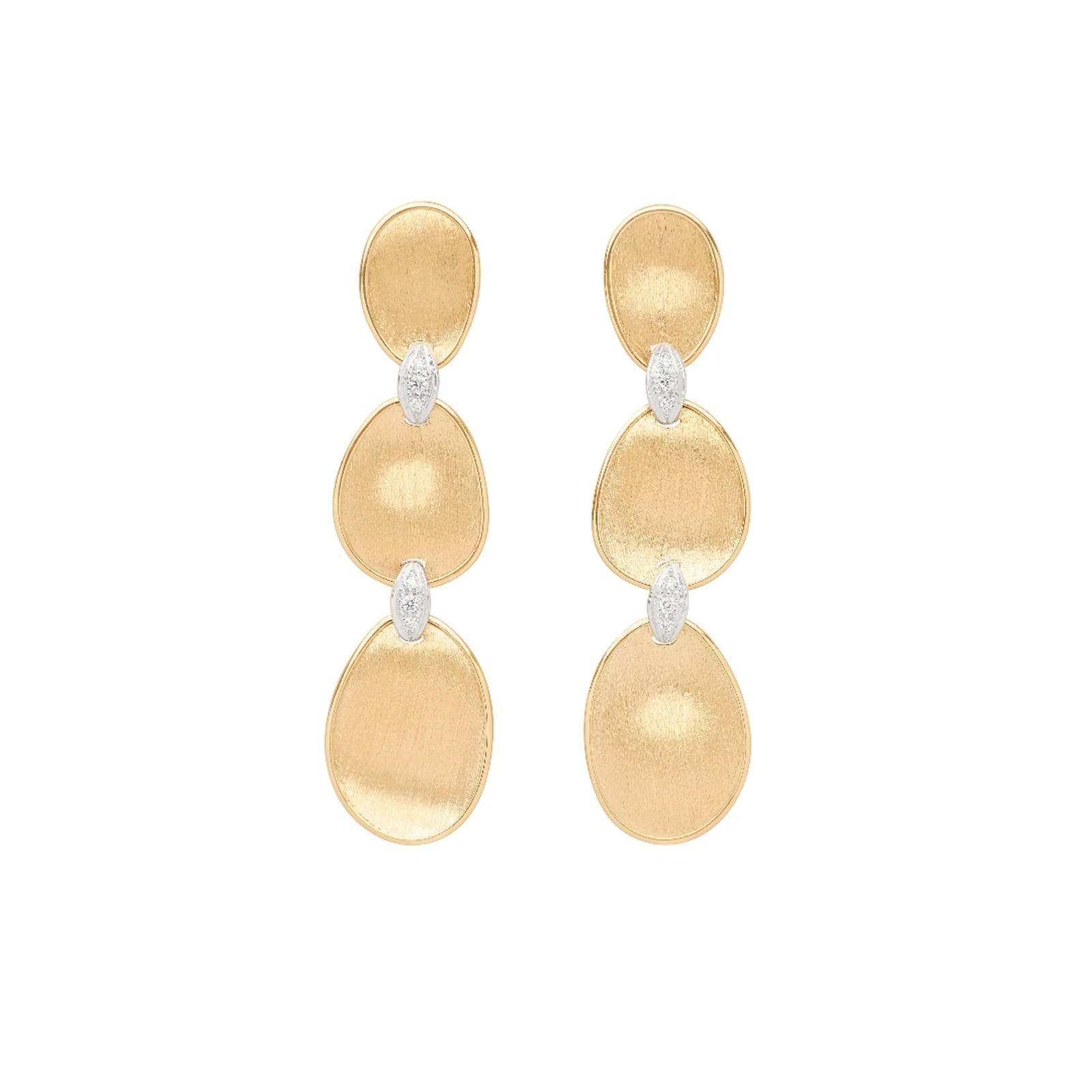 Marco Bicego Earrings Marco Bicego 18K Yellow Gold Lunaria Diamond Accent Triple Drop Earrings