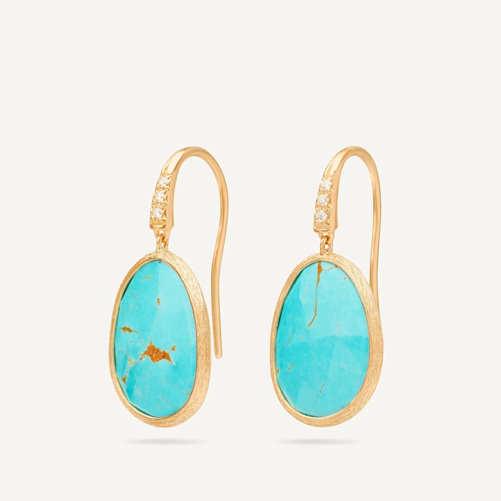 Marco Bicego Earrings Marco Bicego 18k Yellow Gold Lunaria Diamond & Turquoise Earrings