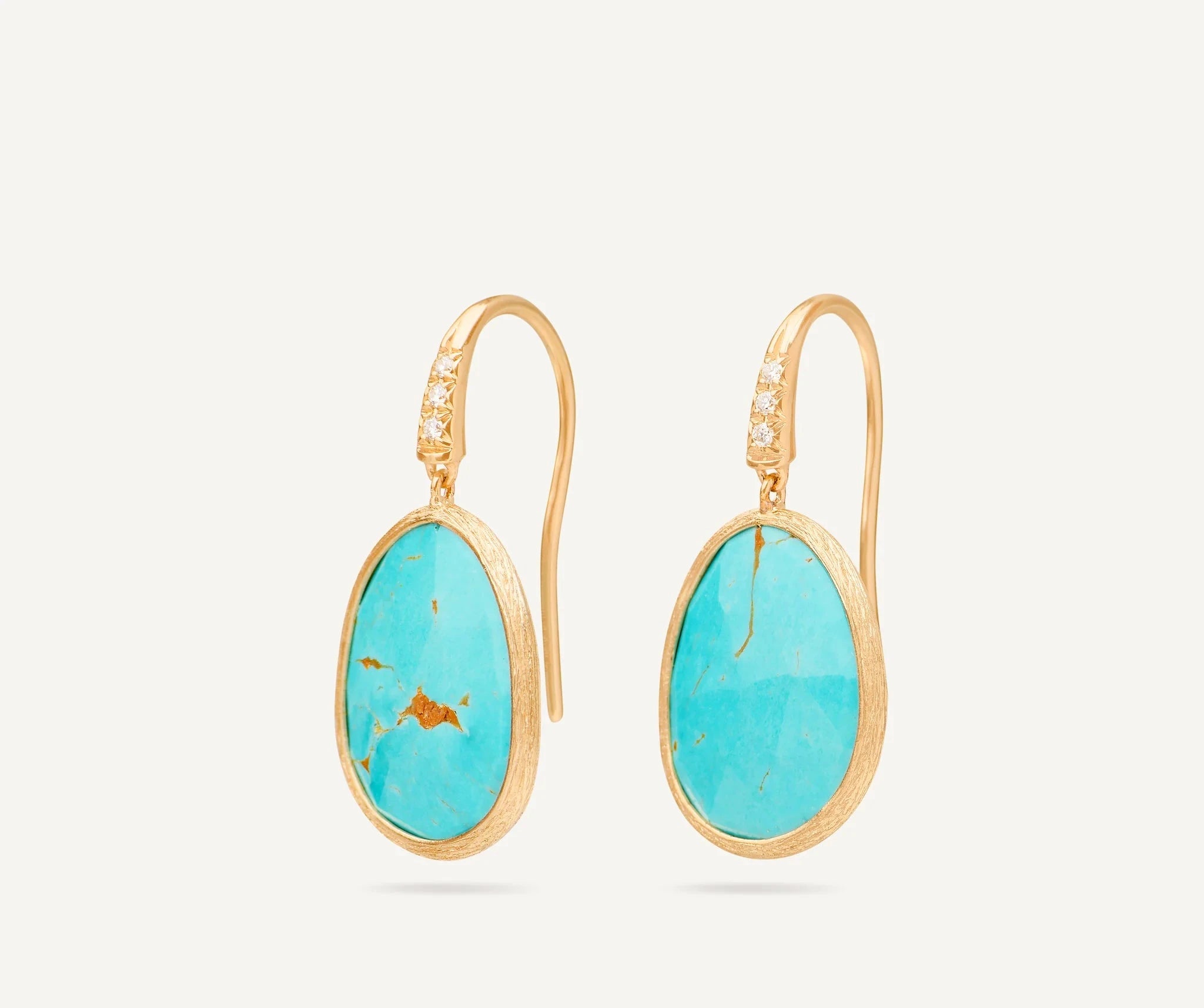 Marco Bicego Earrings Marco Bicego 18k Yellow Gold Lunaria Diamond & Turquoise Earrings