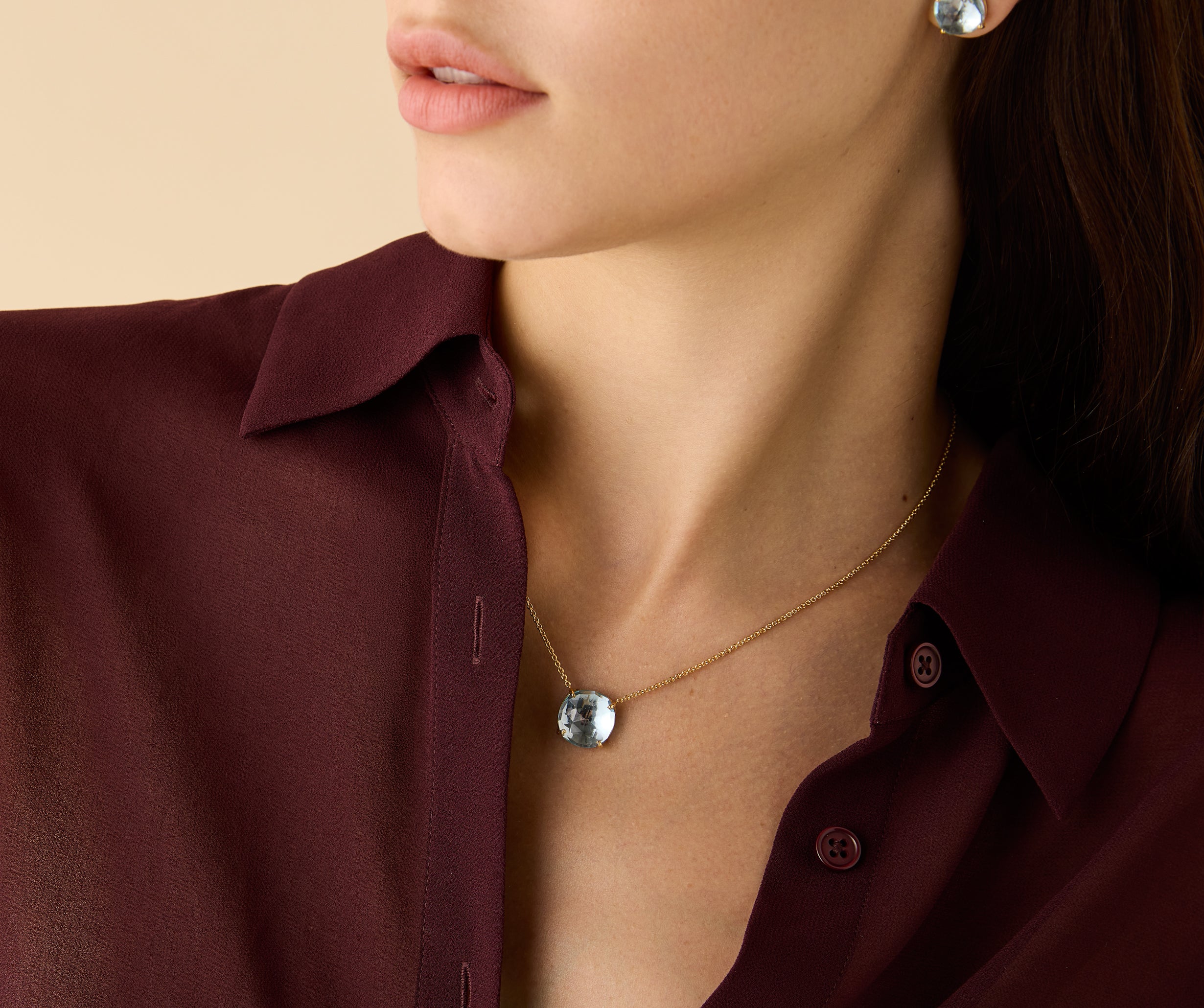 Marco Bicego Jaipur Color 18K Yellow Gold Necklace with Sky Topaz Pendant - view 2