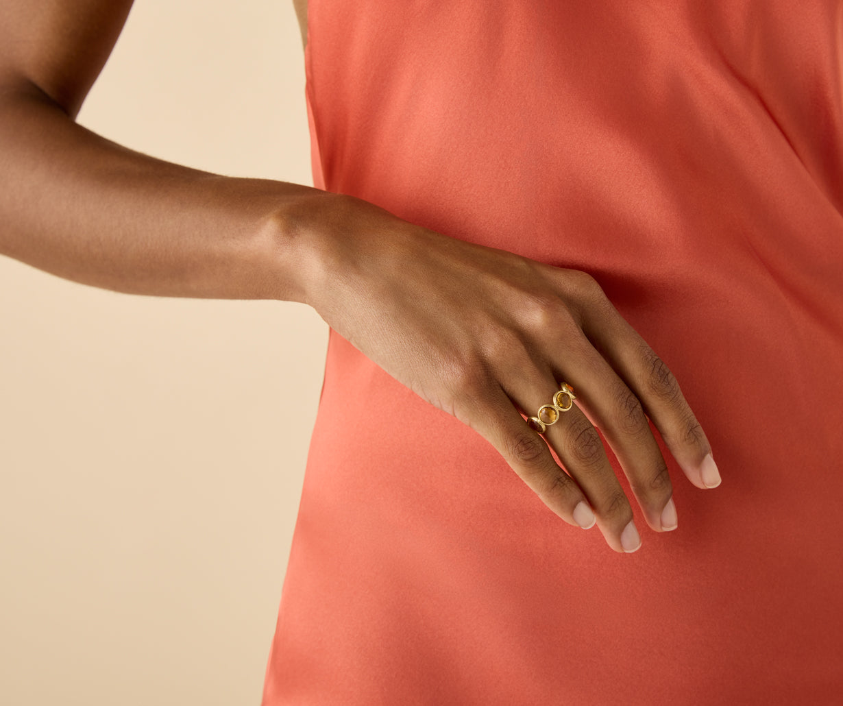 Marco Bicego Jaipur Color 18K Yellow Gold Band Ring with Yellow Quartz - view 2