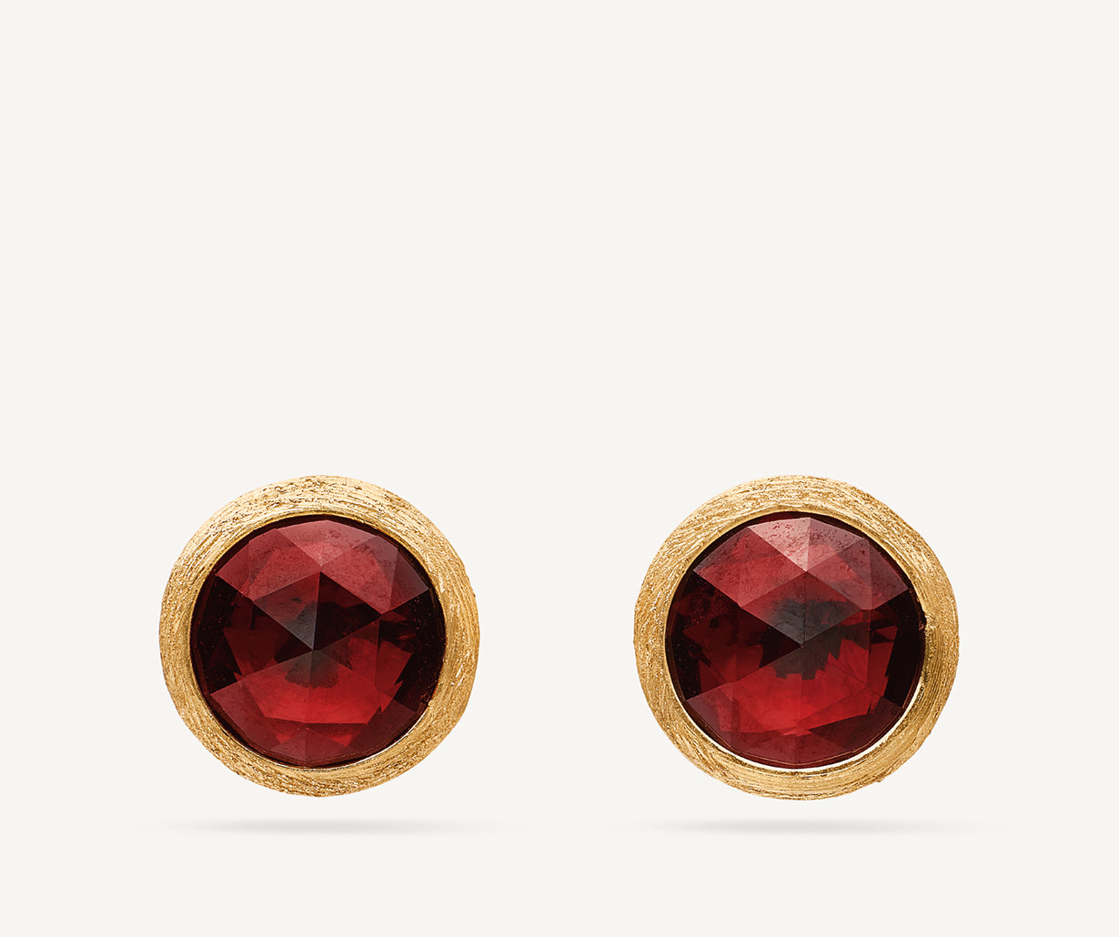 Marco Bicego Jaipur Color 18K Yellow Gold Stud Earrings with Red Garnet, Small - view 2