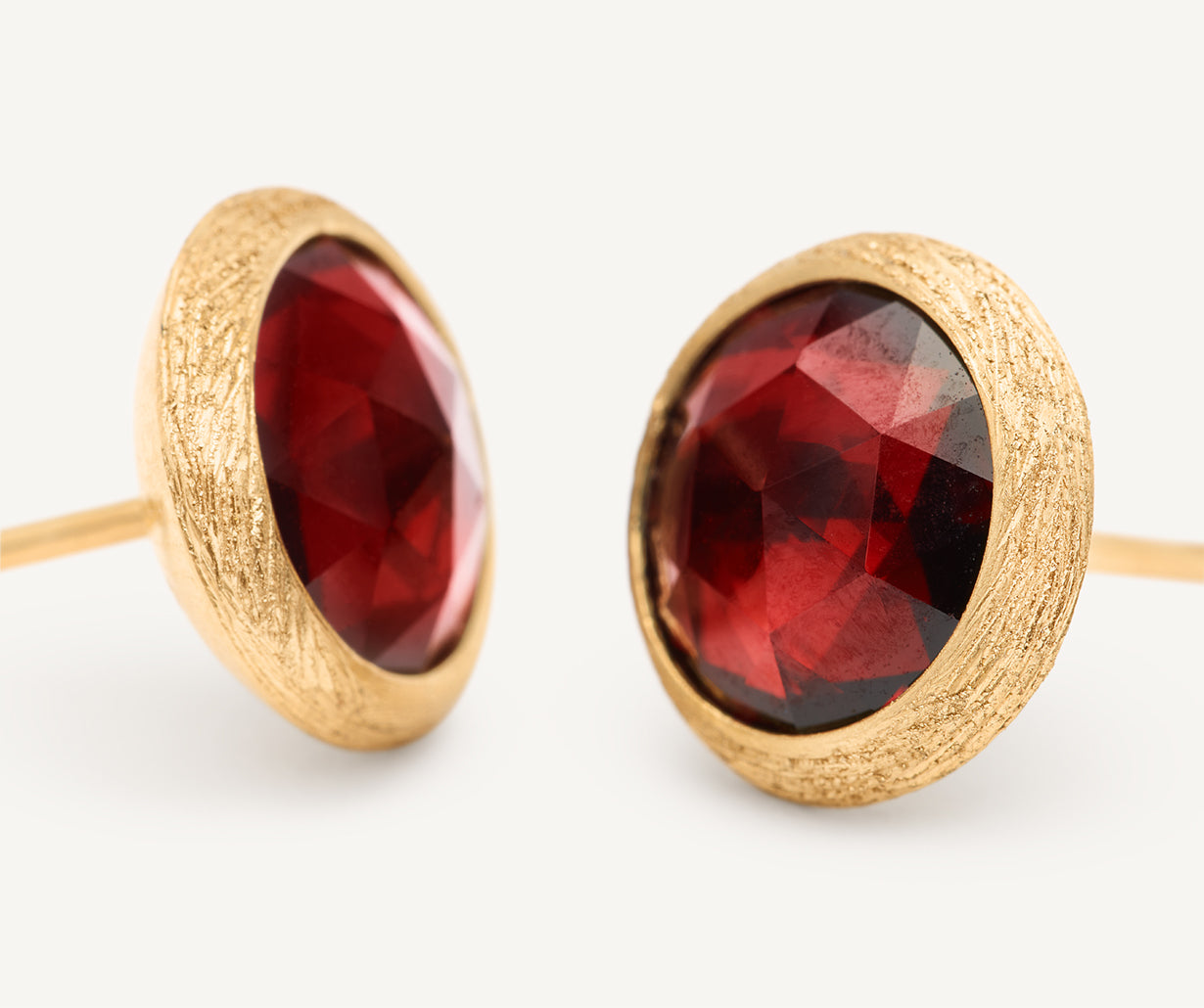 Marco Bicego Jaipur Color 18K Yellow Gold Stud Earrings with Red Garnet, Small