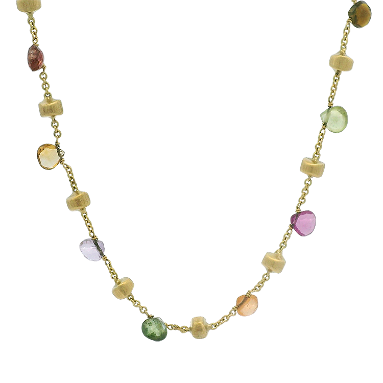 Marco Bicego Necklaces and Pendants Marco Bicego Estate Paradise Collection 18K Yellow Gold Citrine and Mixed Gemstone Single Strand Necklace
