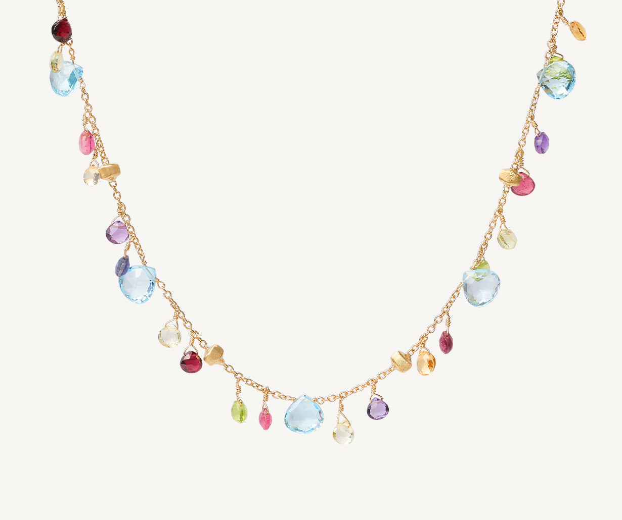 Marco Bicego Paradise 18K Yellow Gold Chain Necklace with Multicolor Gemstones