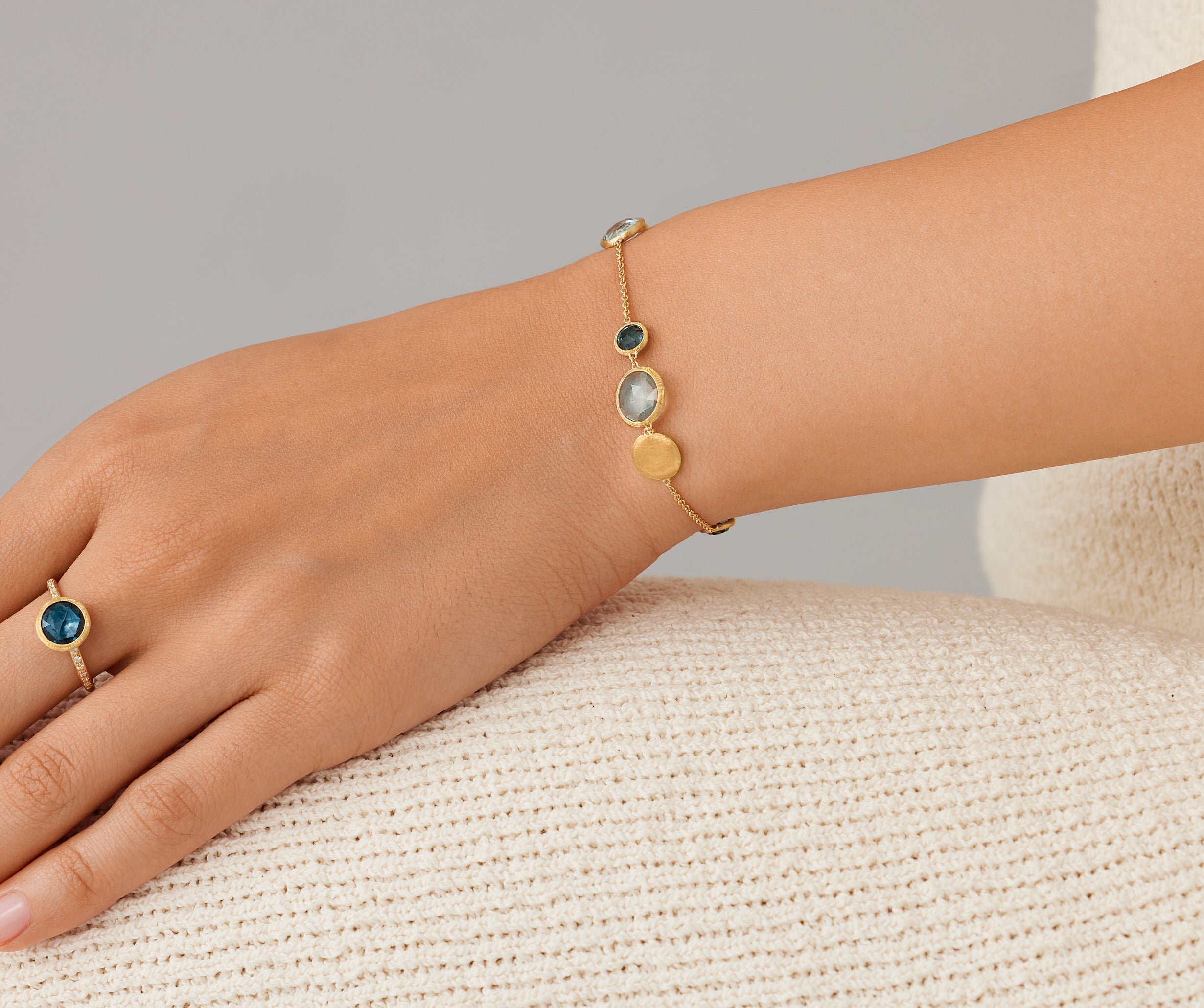 Marco Bicego Bracelet Marco Bicego Jaipur Color 18K Yellow Gold Blue Topaz Bracelet, 7.25"