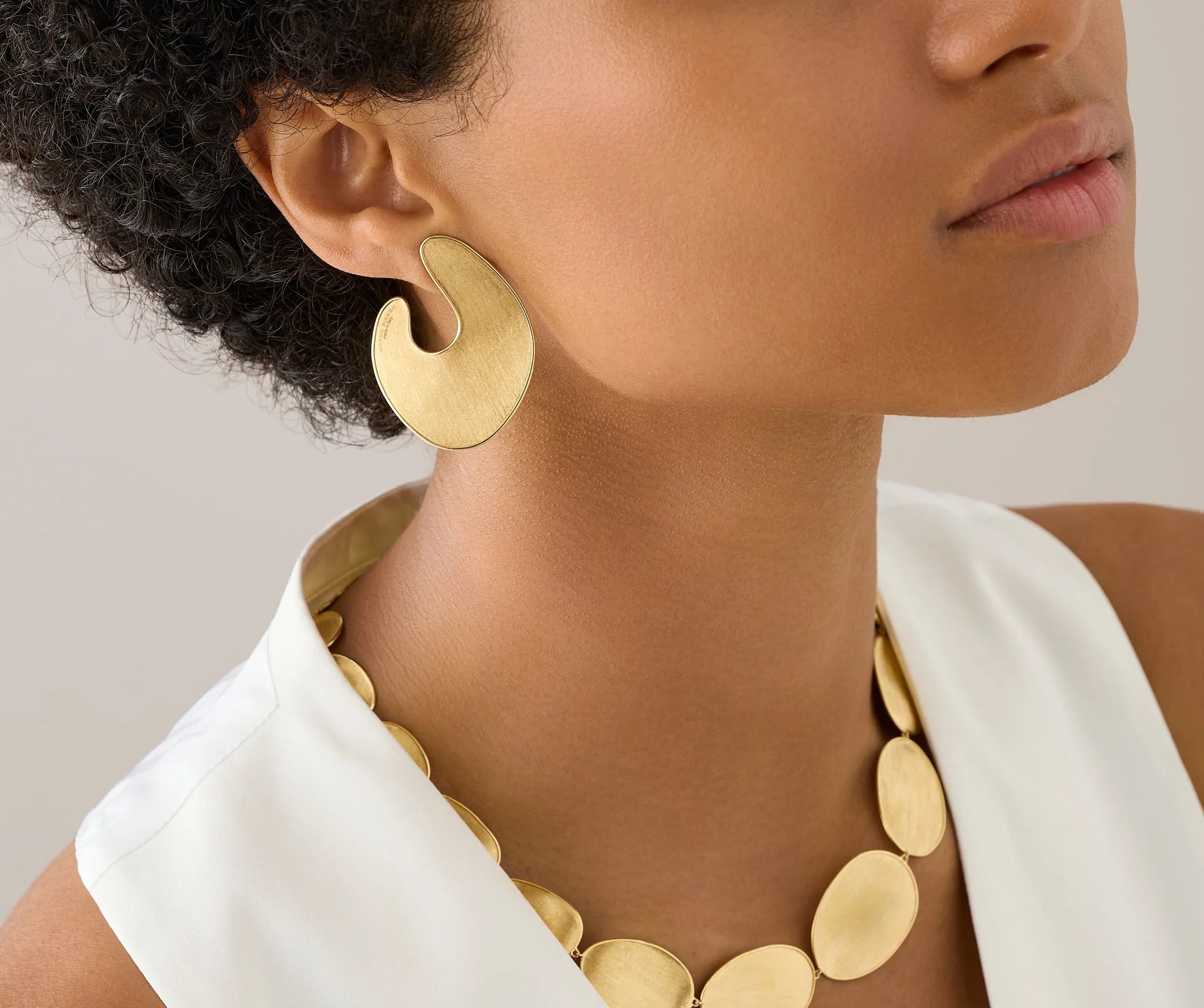 Marco Bicego Earrings Marco Bicego Lunaria 18K Yellow Gold Irregular Petal Statement Earrings