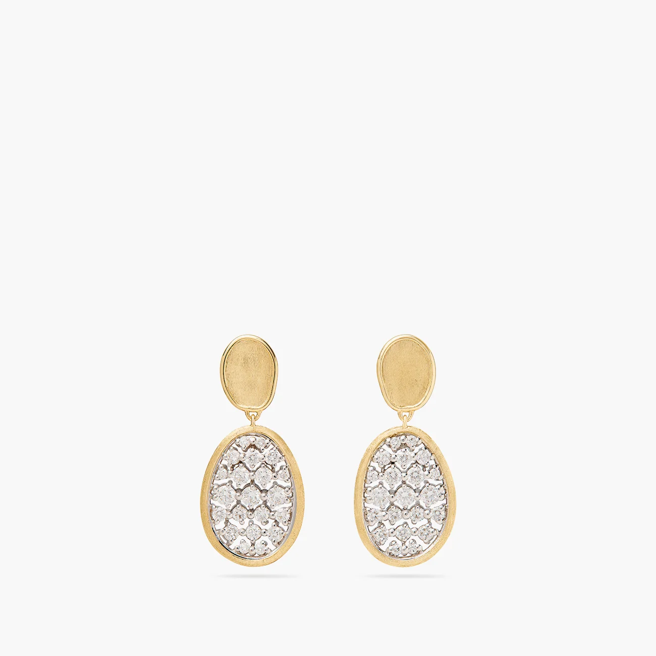 Marco Bicego Earrings Marco Bicego Lunaria Alta 18K Yellow Gold Diamond Drop Earrings