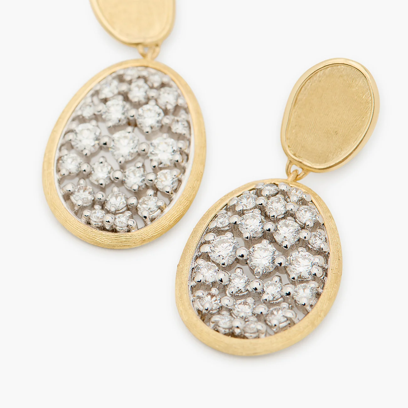 Marco Bicego Earrings Marco Bicego Lunaria Alta 18K Yellow Gold Diamond Drop Earrings