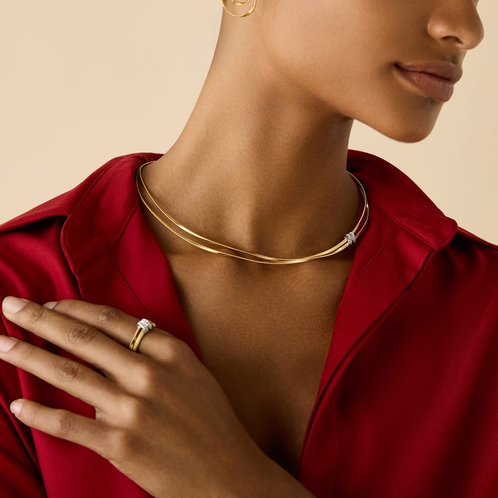 Marco Bicego Necklace Marco Bicego Marrakech 18K Yellow Gold Diamond Coil Pendant Necklace