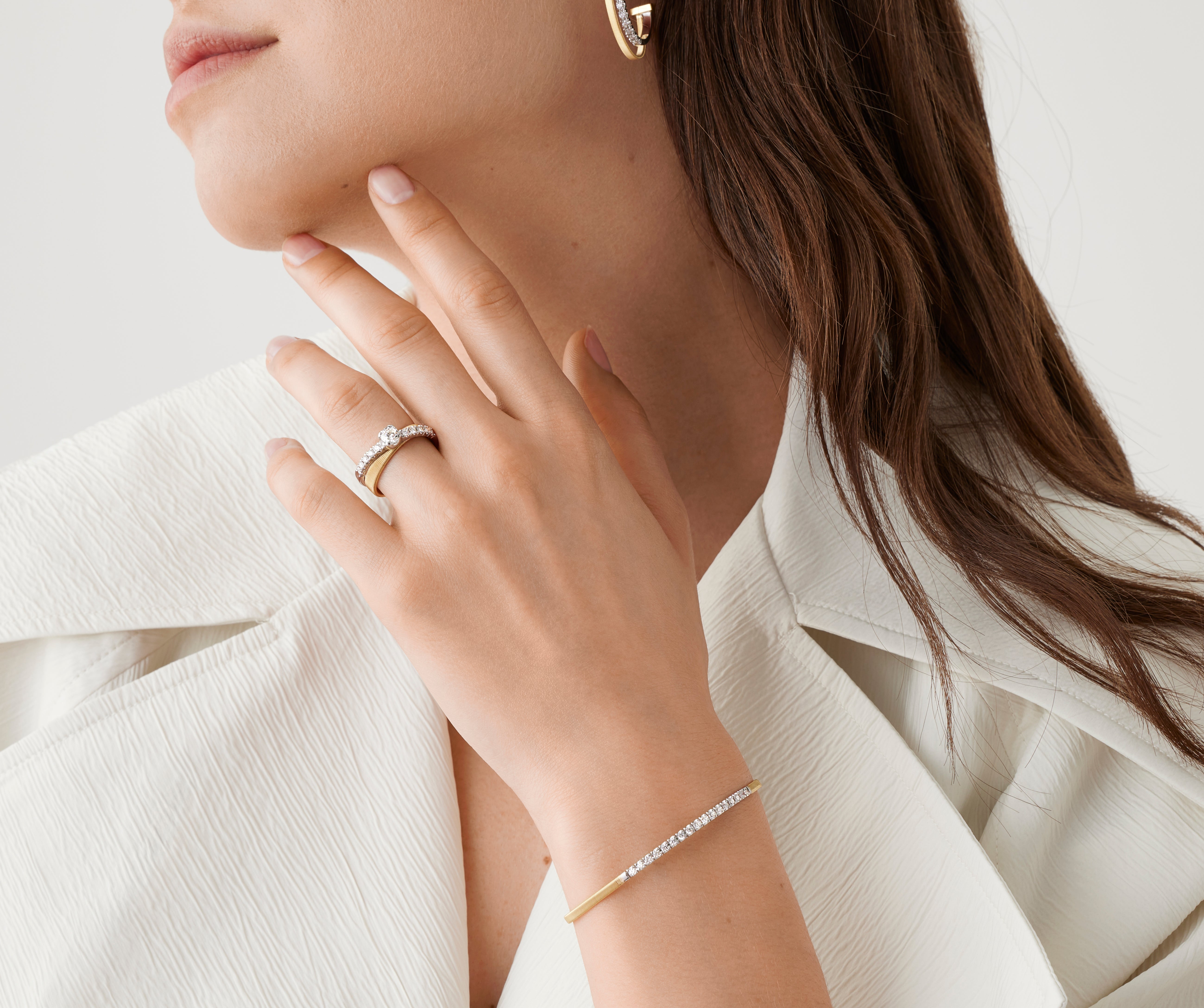 Marco Bicego Bracelet Marco Bicego Masai 18K Yellow and White Gold Diamond Bangle Bracelet