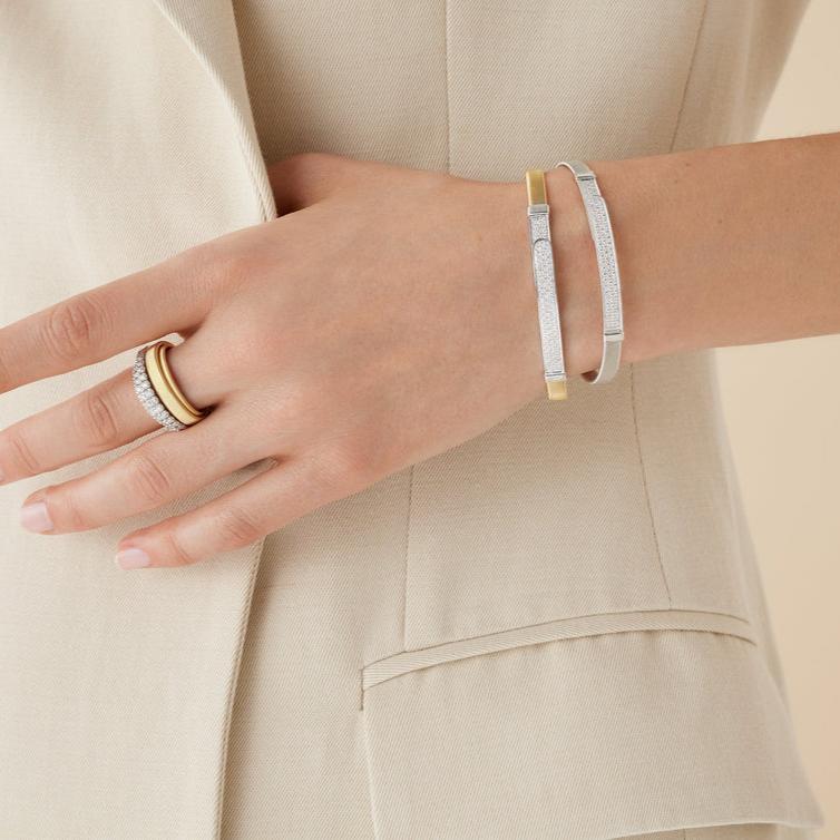 Marco Bicego Bracelet Marco Bicego Masai 18k Yellow and White Gold Pave Diamond Bangle Bracelet