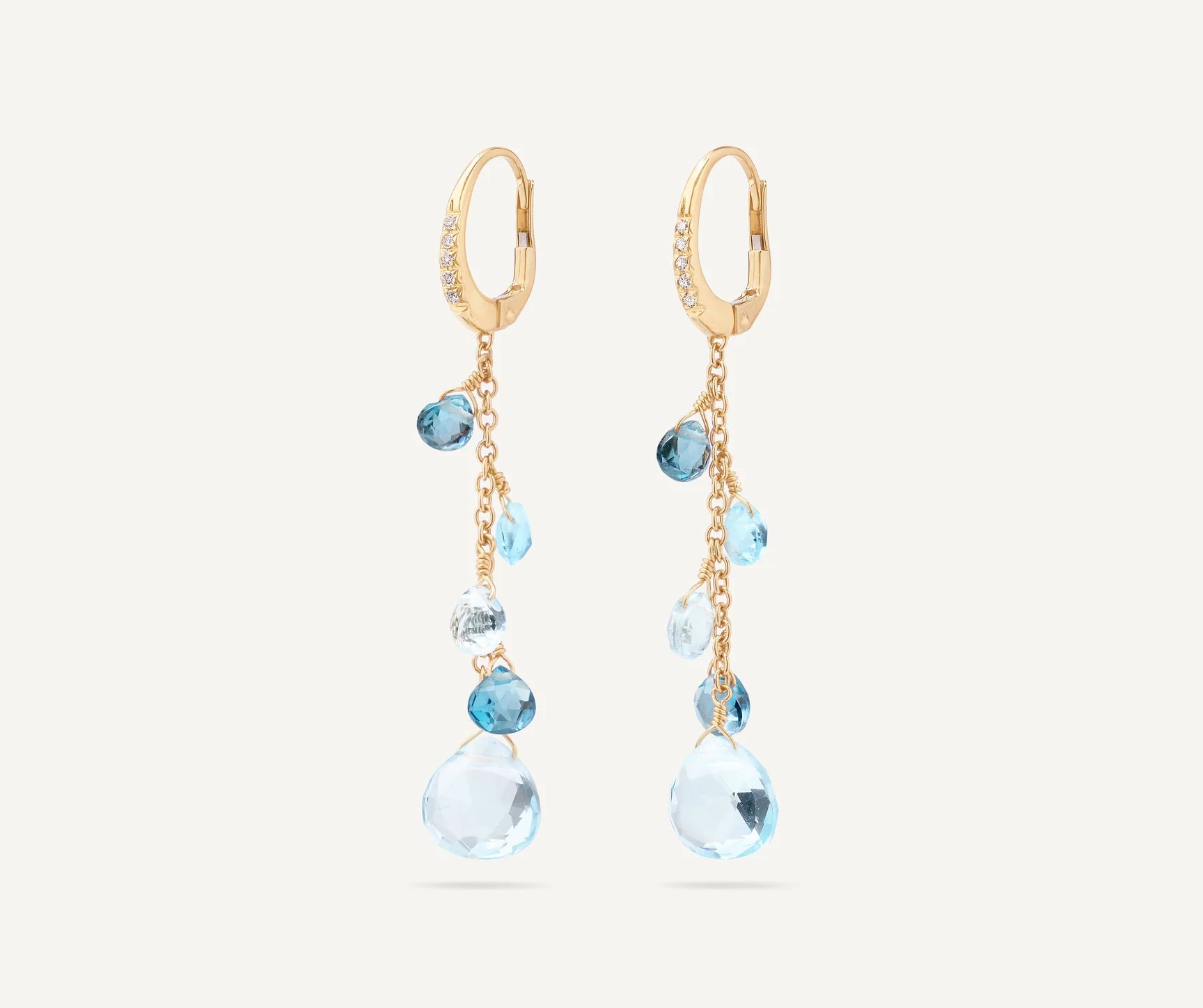 Marco Bicego Earring Marco Bicego Paradise Collection 18K Yellow Gold Single-Strand Topaz Earrings and Diamond Accent