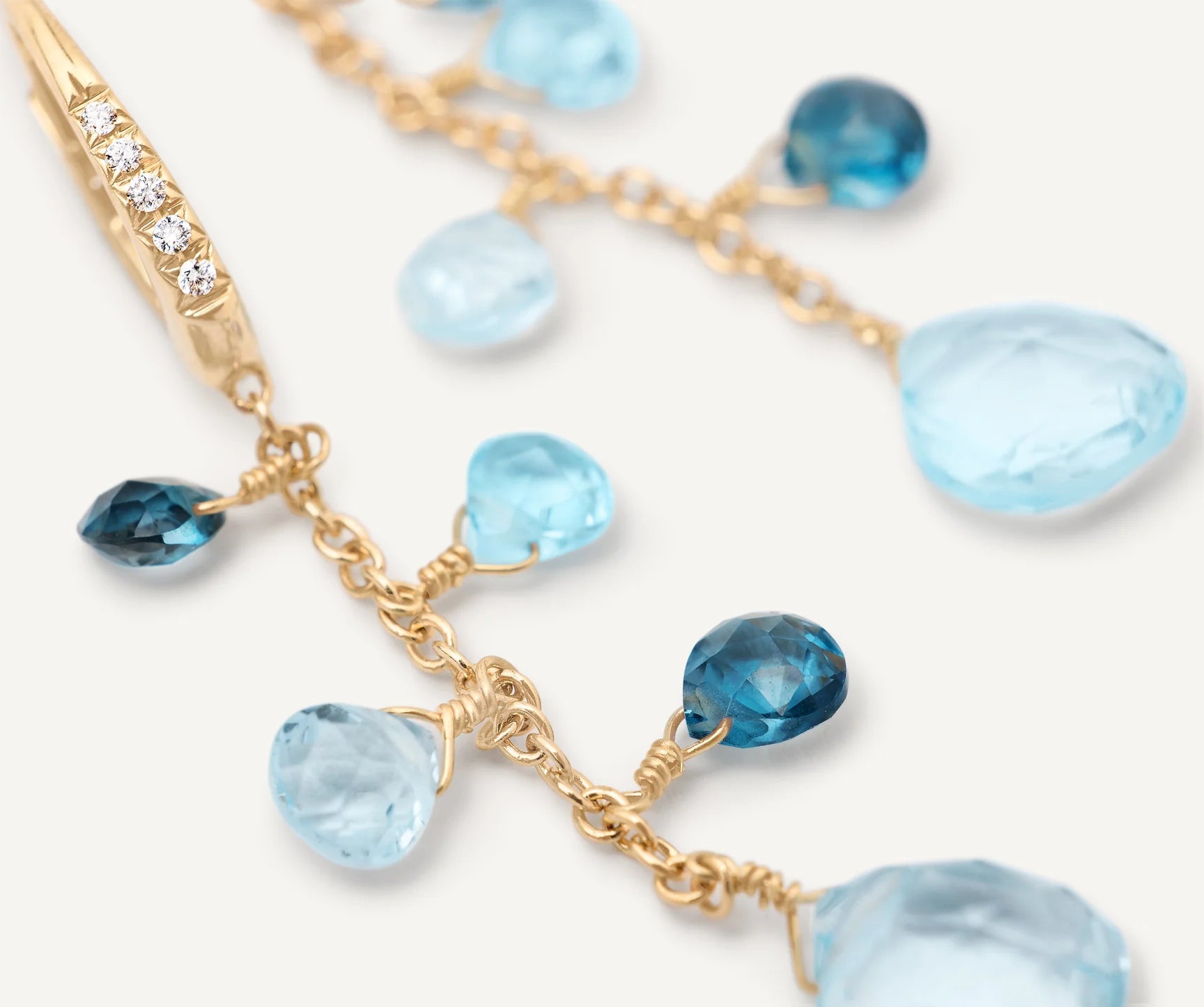 Marco Bicego Earring Marco Bicego Paradise Collection 18K Yellow Gold Single-Strand Topaz Earrings and Diamond Accent