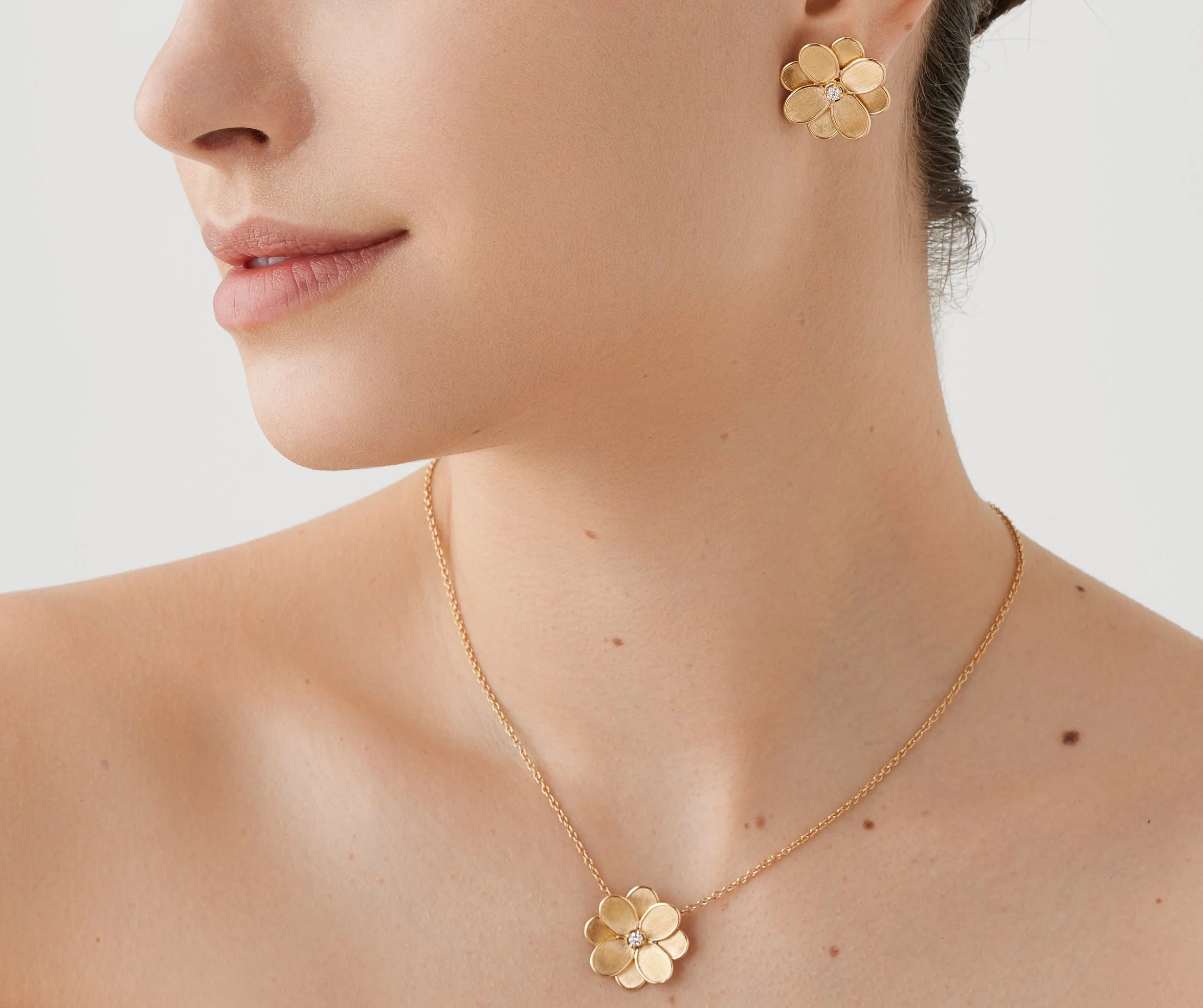 Marco Bicego Necklaces and Pendants Marco Bicego Petali 18K Yellow Gold Flower Pendant Necklace with Diamonds