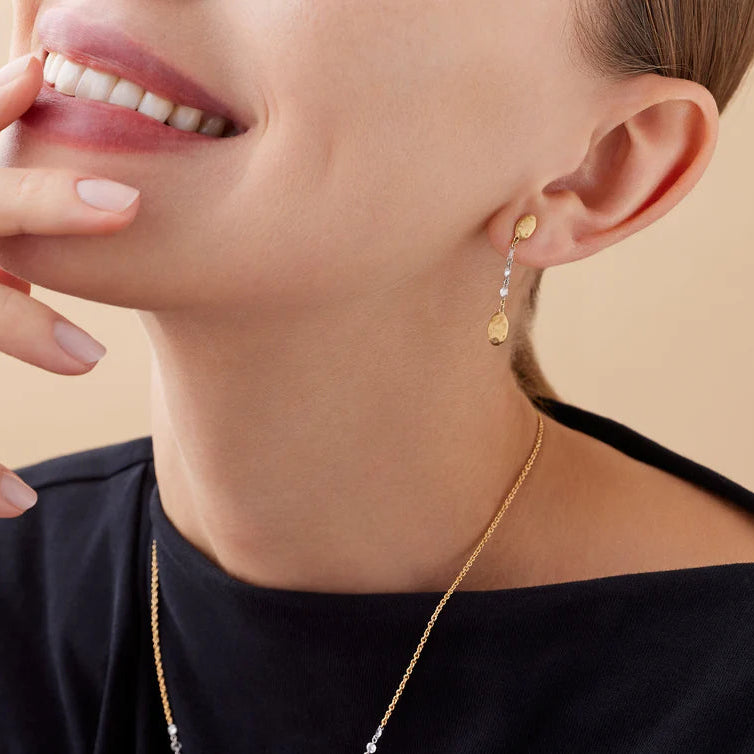 Marco Bicego Earrings Marco Bicego Siviglia 18k Yellow and White Gold Rose Cut Diamond Dangle Earrings