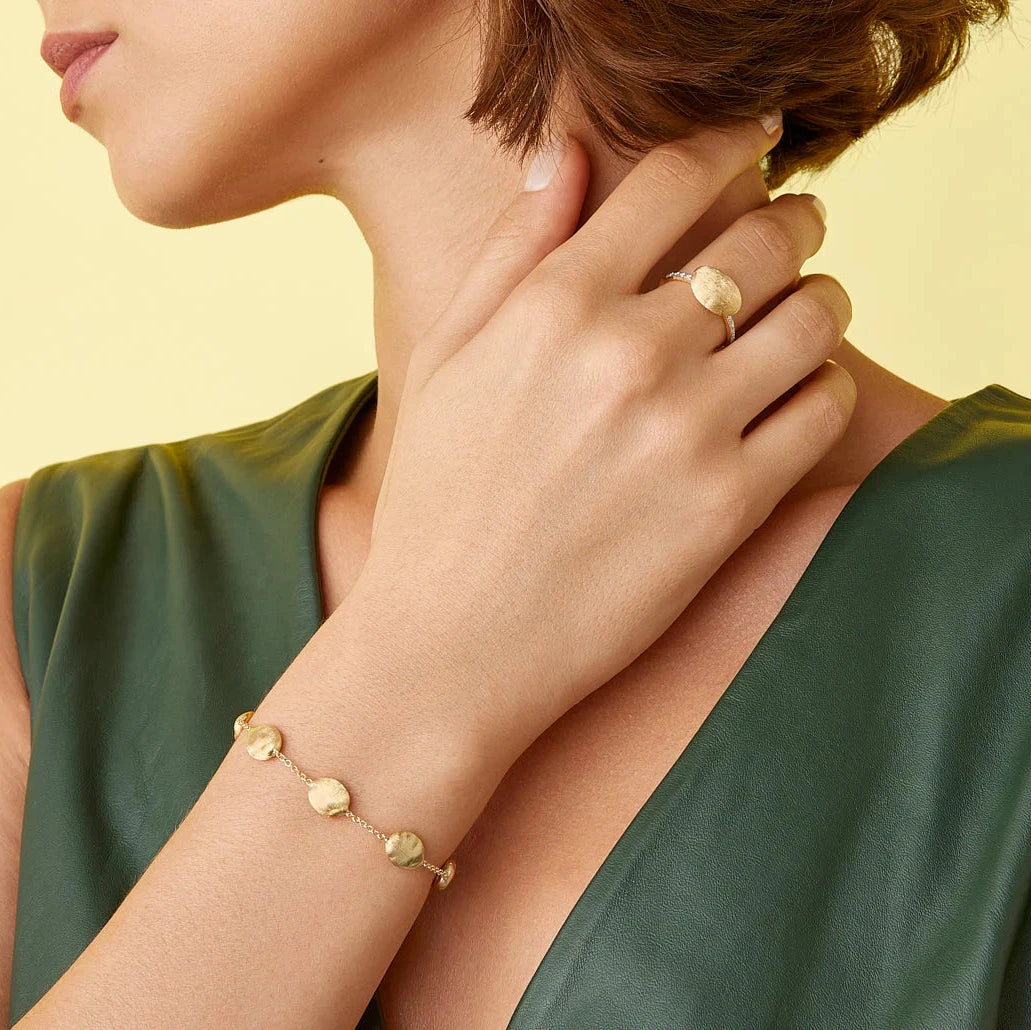 Marco Bicego Ring Marco Bicego Siviglia Horizontal 18k Yellow Gold Diamond Ring 5