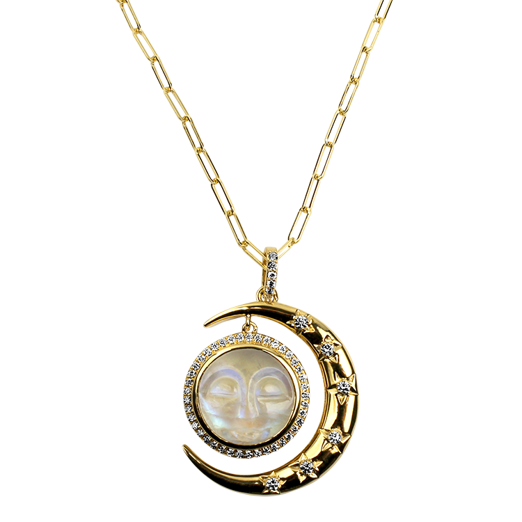 Mark Henry Necklaces and Pendants Copy of 18k Yellow Gold Smiling Sunshine Moonstone Necklace