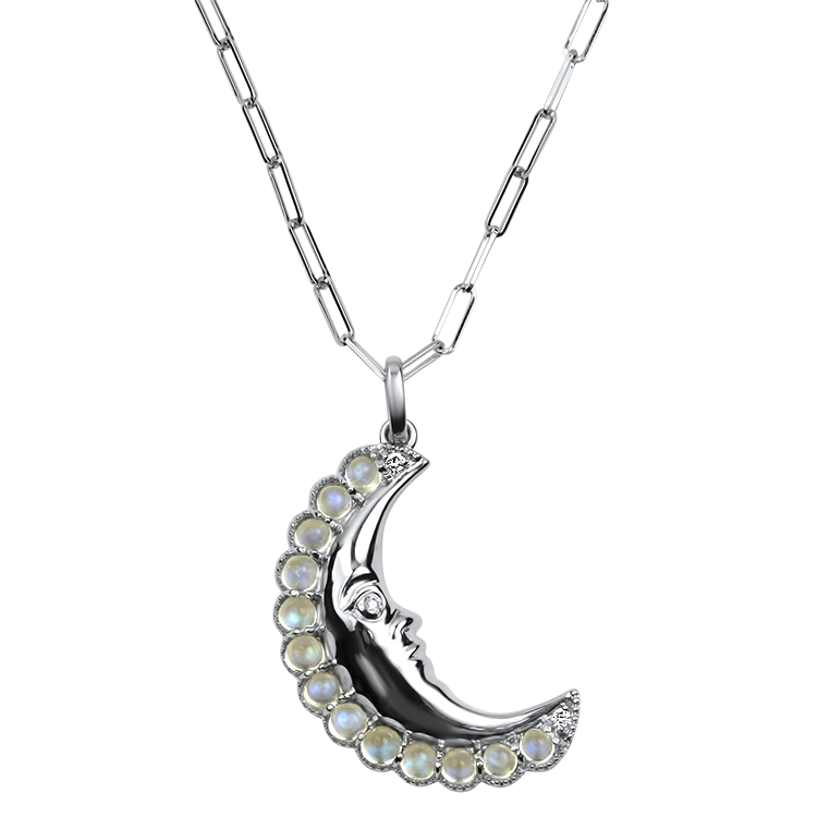 White gold sales moonstone pendant