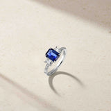 Mark Henry Ring Mark Henry 18k White Gold Nouveau Three Stone Emerald Cut 1.90cts Sapphire and Diamond Ring