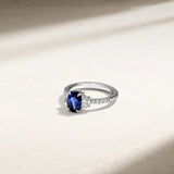 Mark Henry Ring Mark Henry 18k White Gold Nouveau Three Stone Oval 1.80cts Sapphire and Diamond Ring
