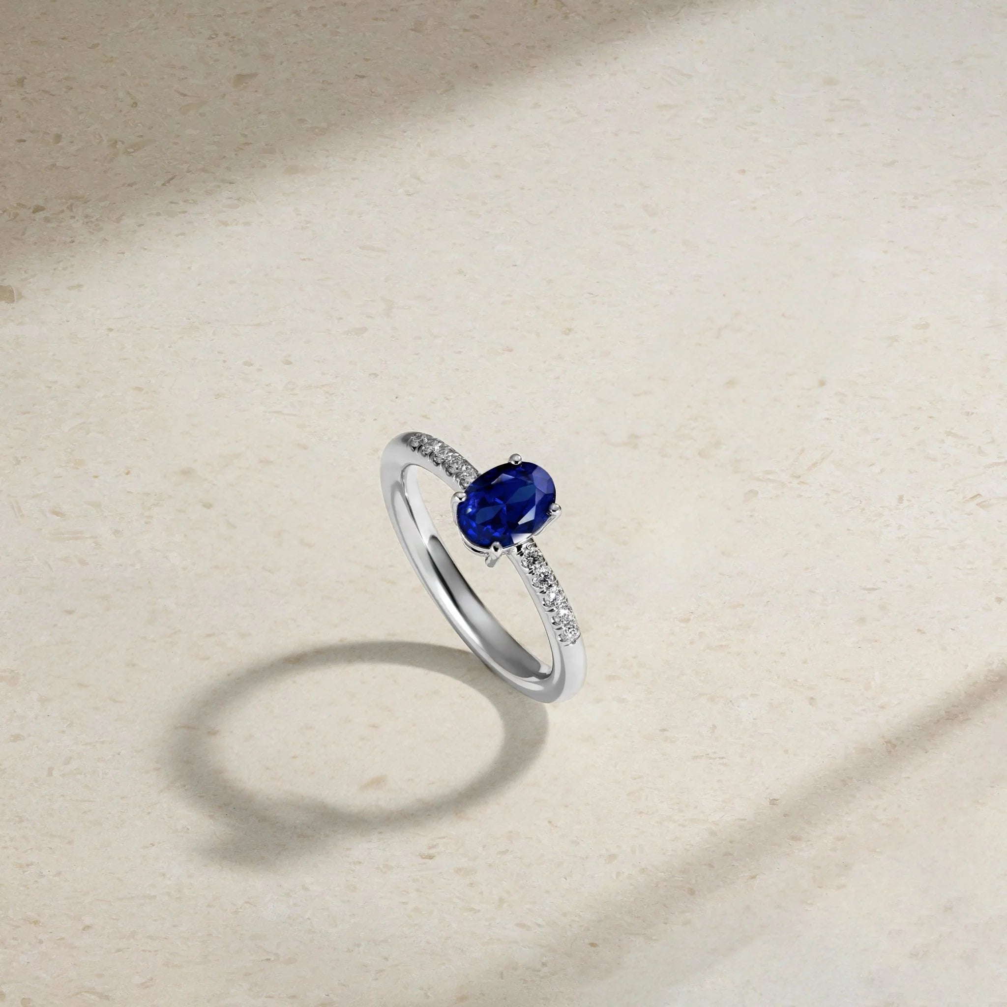 Mark Henry Ring Mark Henry 18k White Gold Oval Sapphire and Diamond Ring 7