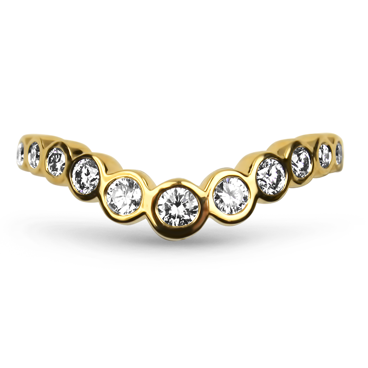 Mark Henry Ring Mark Henry 18k Yellow Gold "Bubbly" Curved Diamond Band 6.5