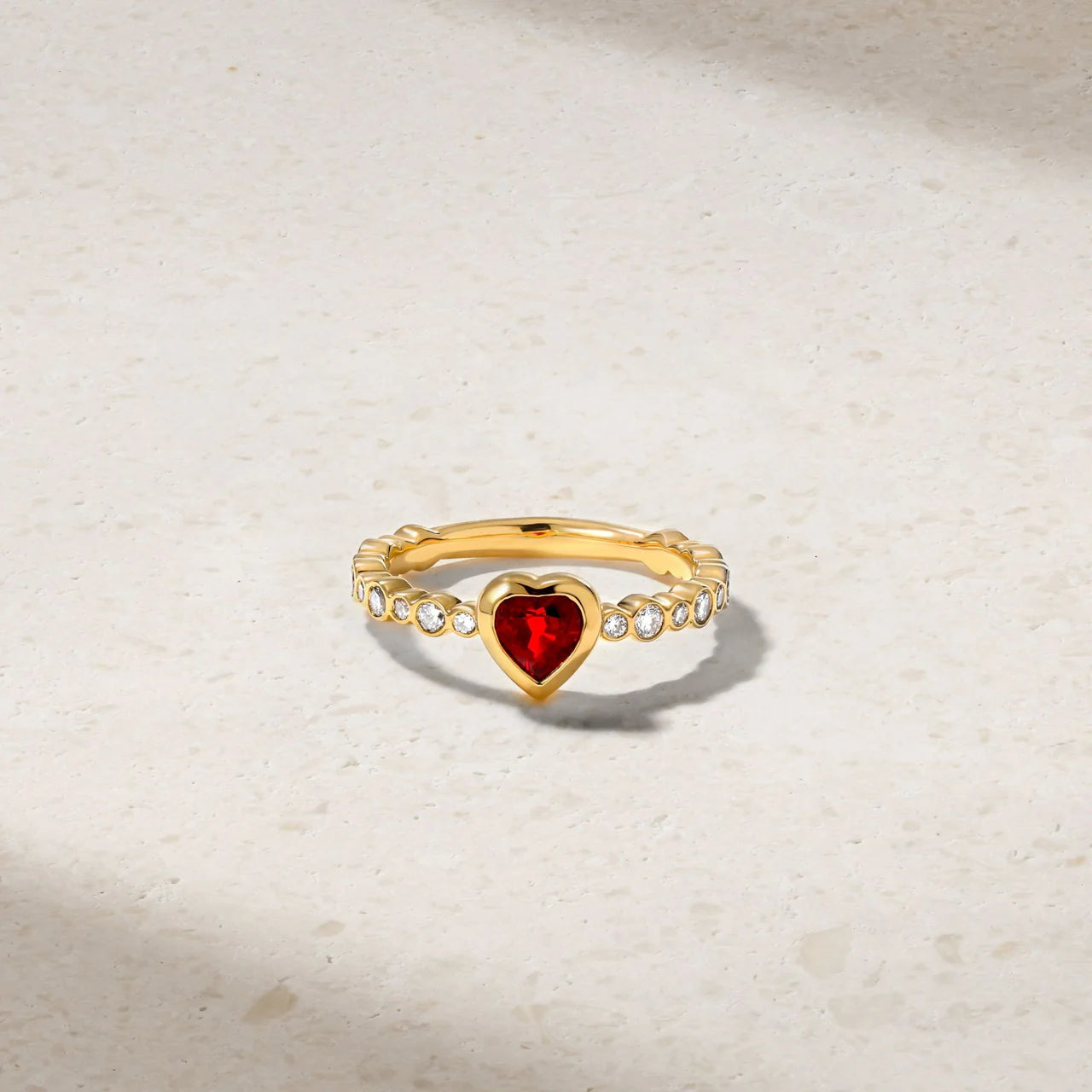 Mark Henry Bubbly Dilara Heart 18K Yellow Gold Ruby and Diamond Ring ...