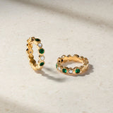 Mark Henry Earrings Mark Henry 18k Yellow Gold Bubbly Emerald and Diamond Mini Hoop Earrings