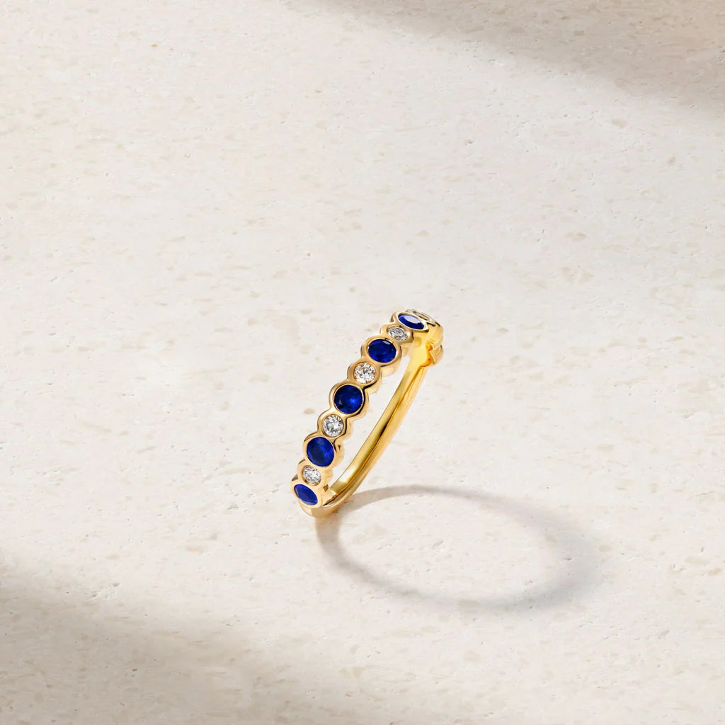 Mark Henry Wedding Band Mark Henry 18k Yellow Gold Bubbly Sapphire and Diamond Ring
