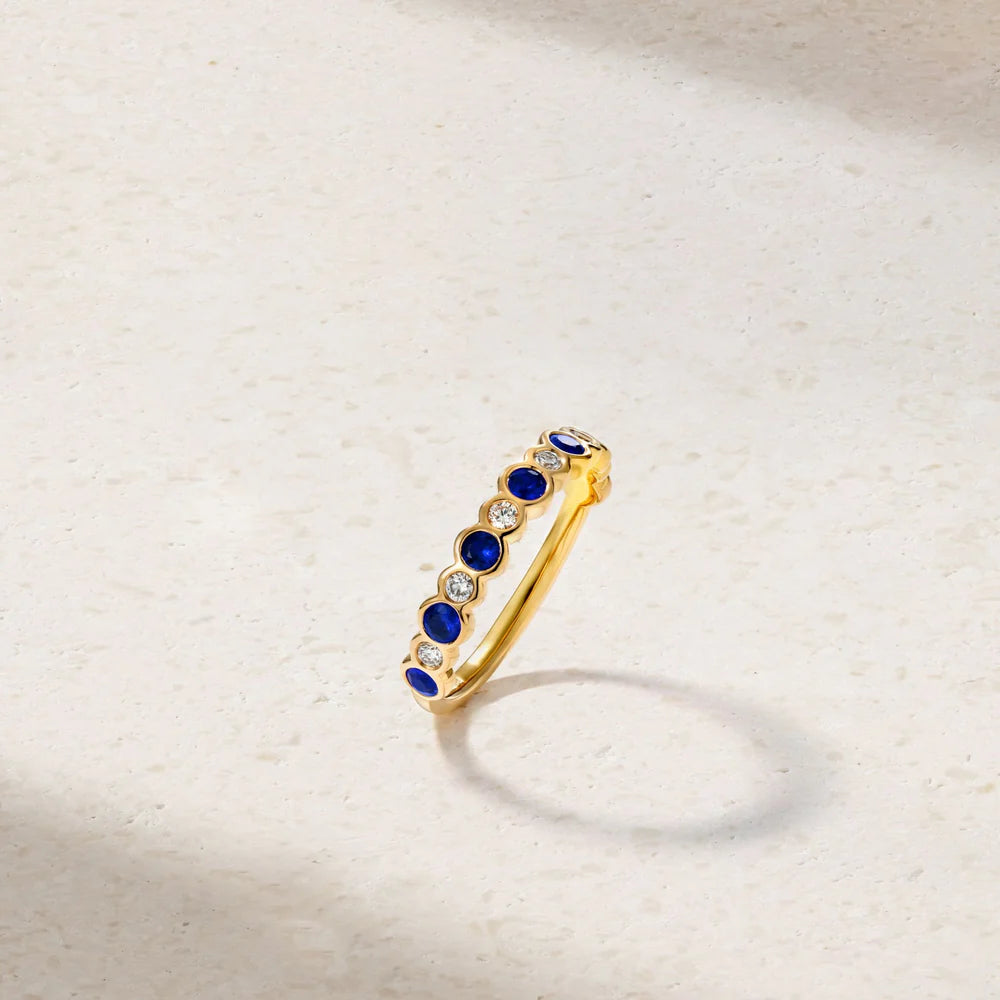 Mark Henry Ring Mark Henry 18k Yellow Gold Bubbly Sapphire & Diamond Band 6.5