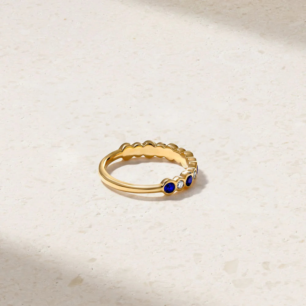 Mark Henry Ring Mark Henry 18k Yellow Gold Bubbly Sapphire & Diamond Band 6.5