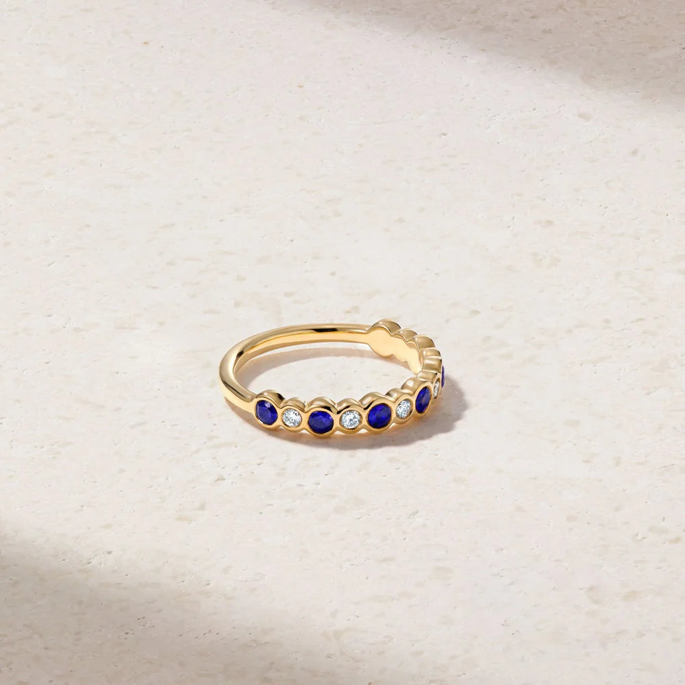 Mark Henry Ring Mark Henry 18k Yellow Gold Bubbly Sapphire & Diamond Band 6.5
