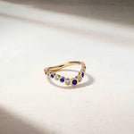 Mark Henry Wedding Band Mark Henry 18k Yellow Gold Bubbly Zenith Sapphire and Diamond Curved Band 6.5