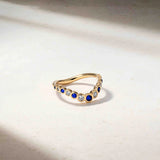 Mark Henry Wedding Band Mark Henry 18k Yellow Gold Bubbly Zenith Sapphire and Diamond Curved Band 6.5