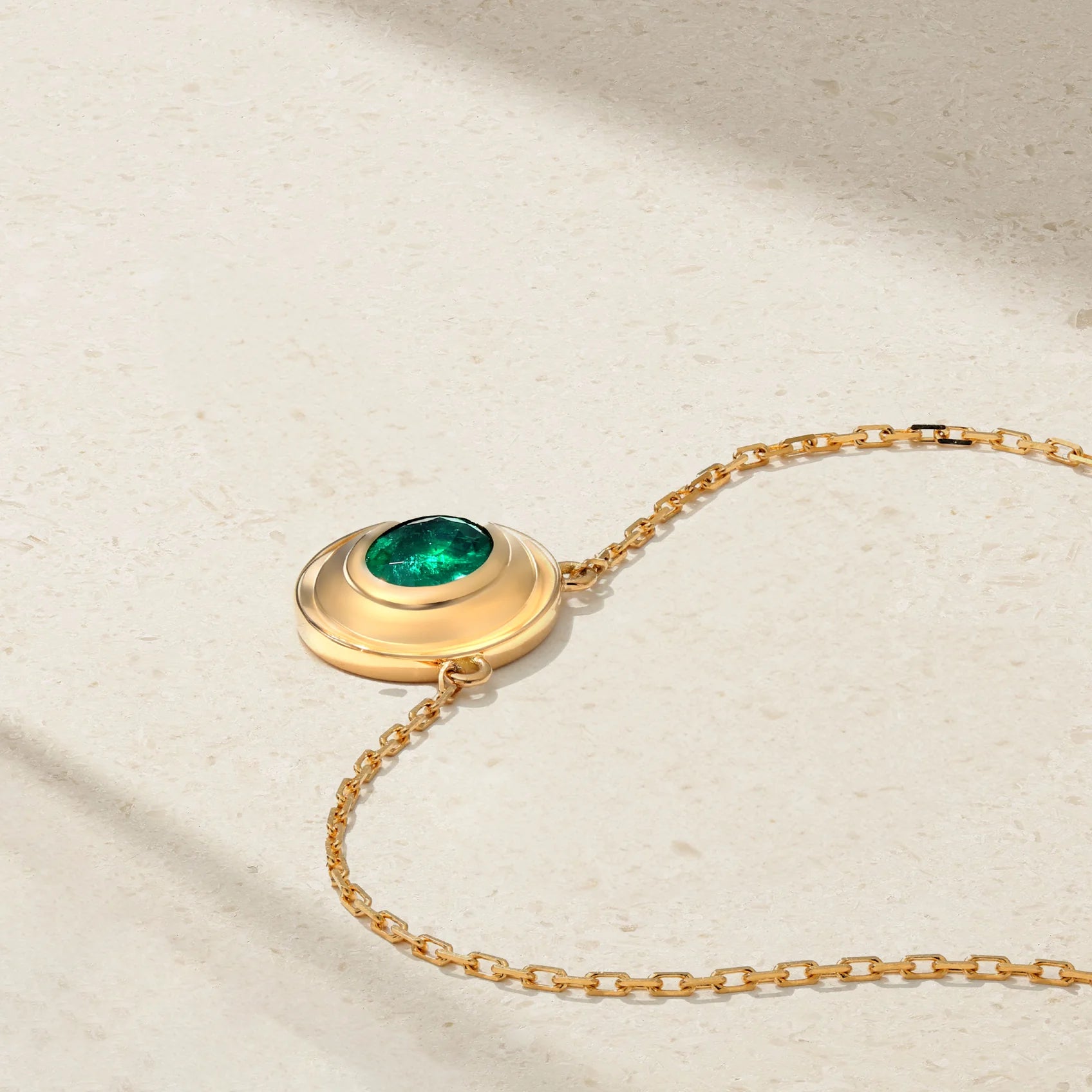Mark Henry Necklaces and Pendants Mark Henry 18k Yellow Gold Colosseum Emerald Bezel Necklace