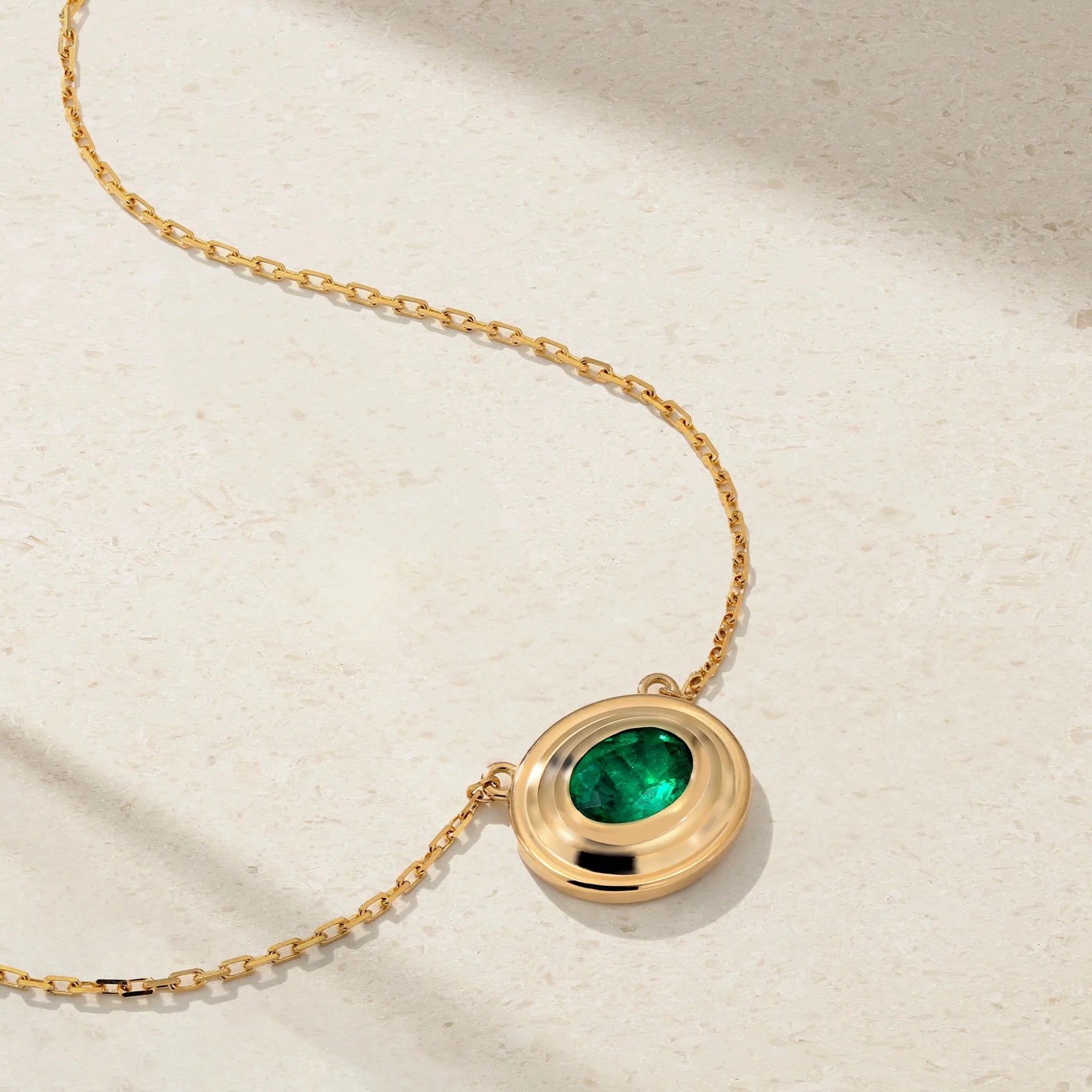 Mark Henry Necklaces and Pendants Mark Henry 18k Yellow Gold Colosseum Emerald Bezel Necklace