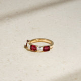 Mark Henry Wedding Band Mark Henry 18k Yellow Gold East-West Emerald Cut Ruby and Diamond Band